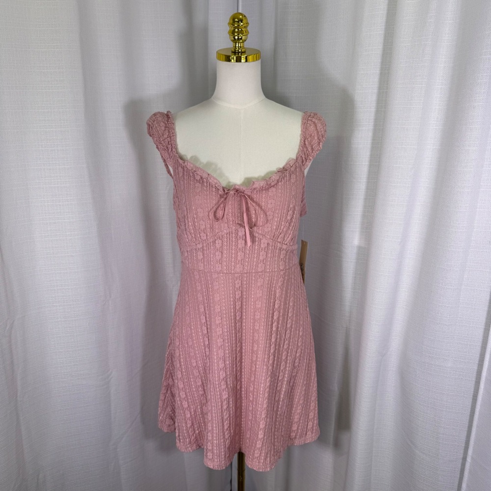 NEW No‎ Boundaries Lace Mini Dress Womens L Dusty Babydoll Coquette